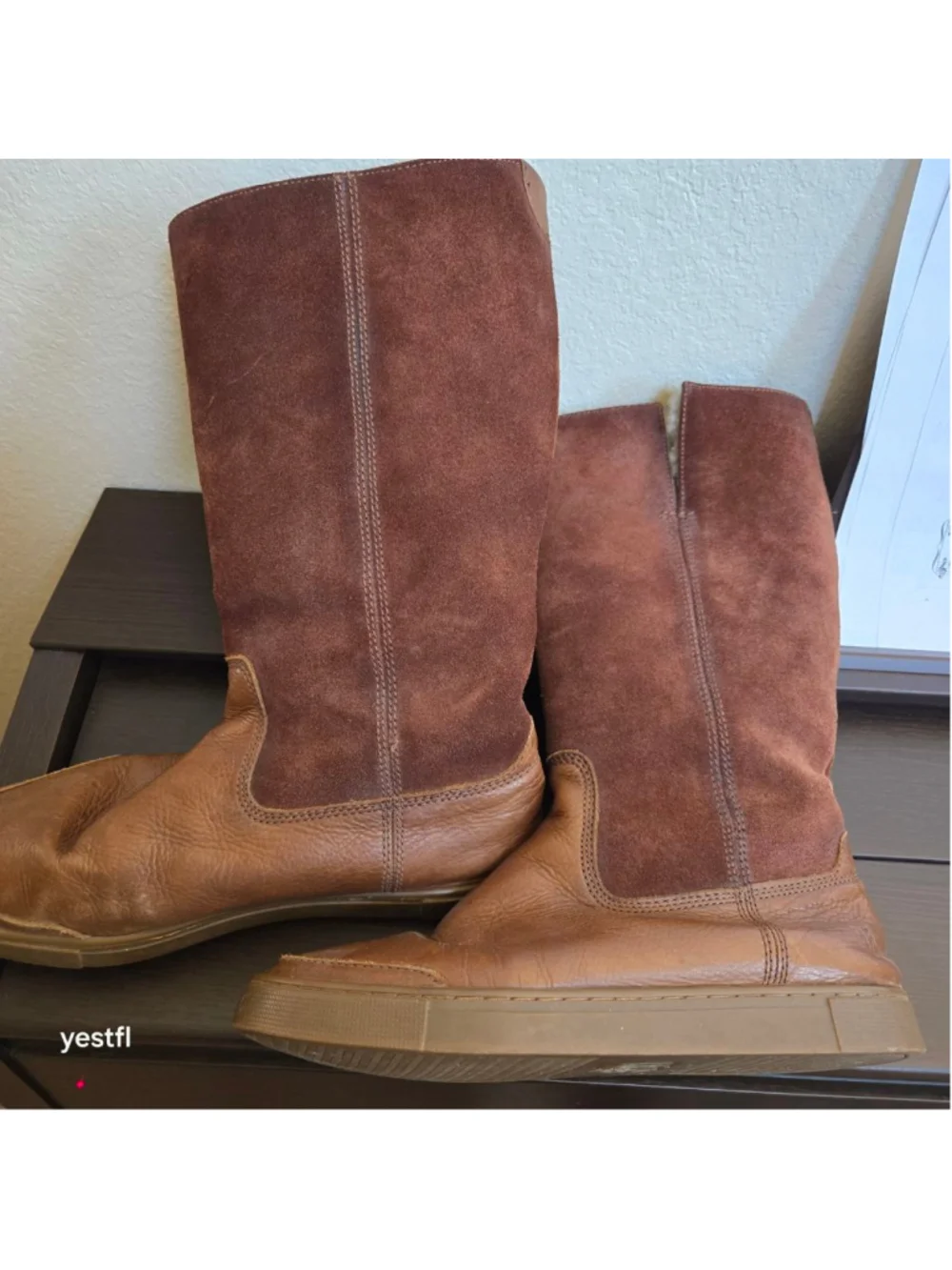 Frye Womens Shearling Style Boots Gemma 3471083 Pull-On Brown Suede Size 7